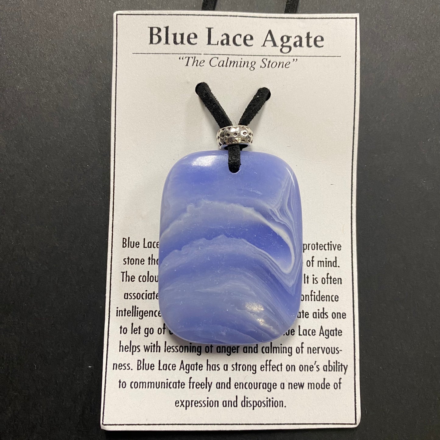 Blue Lace Agate Rounded Rectangle Necklace