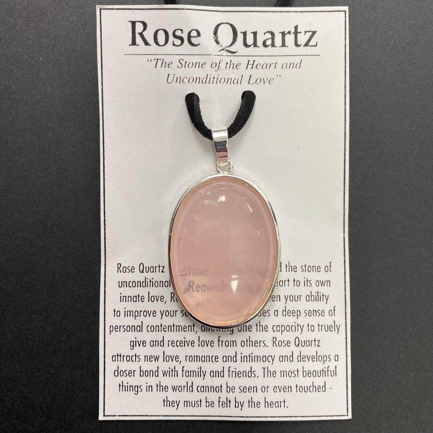 Rose Quartz Oval with Silver Bezel Necklace