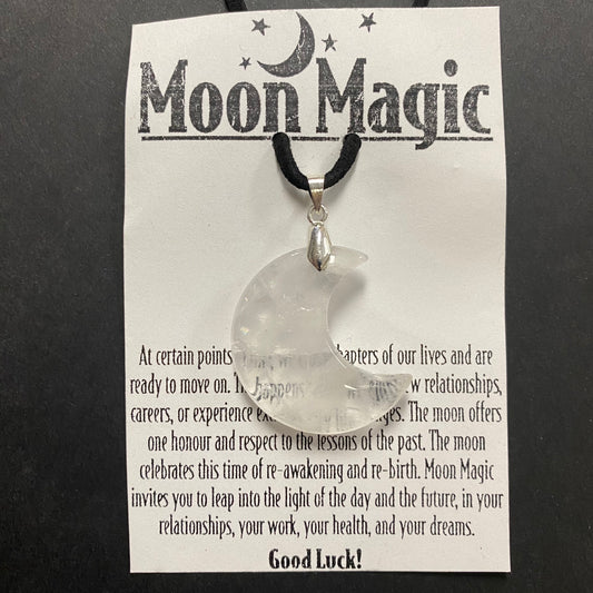 Clear Quartz Moon Necklace