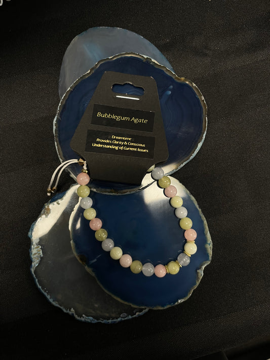 Influential vibrations - Bubblegum Agate - With Gold Charms
