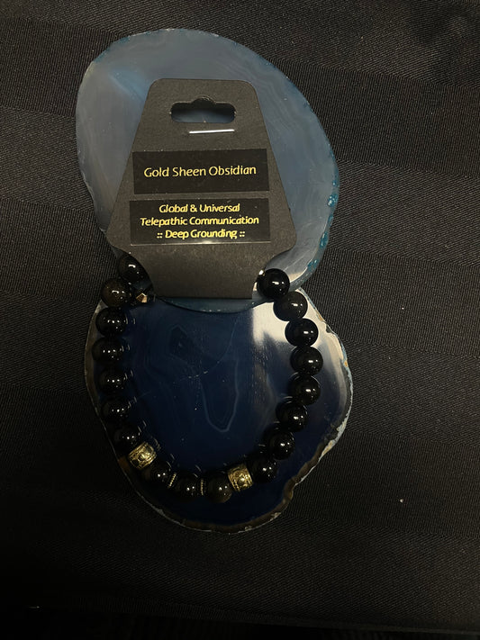 Influential Vibrations - Gold Sheen Obsidian Bracelet