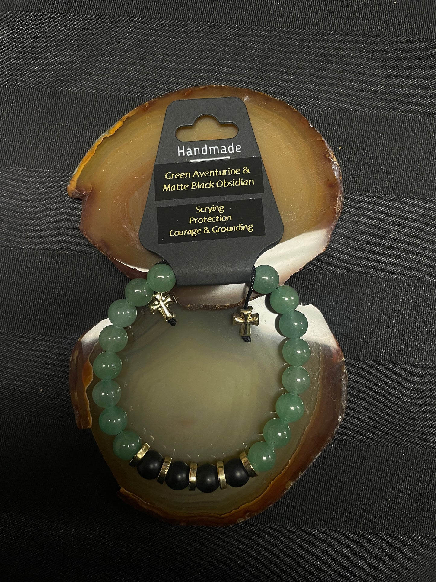 Influential Vibrations - Green Aventurine & Matte Black Obsidian