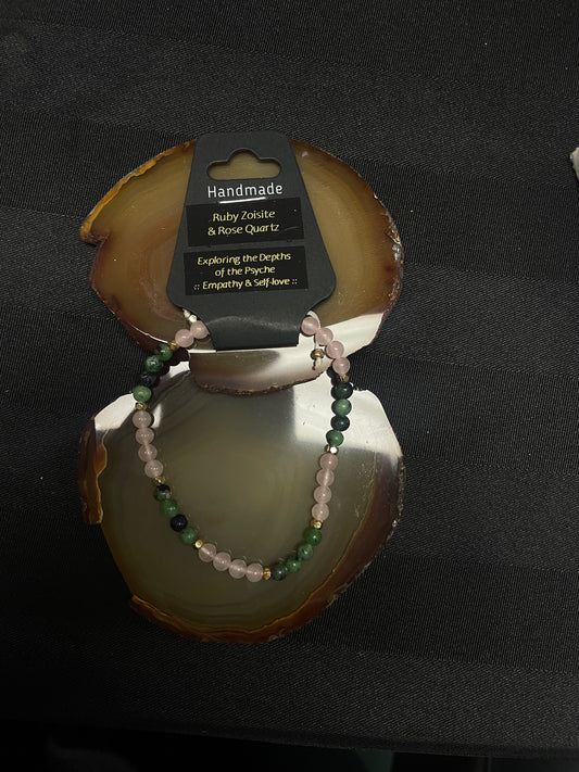 Influential Vibrations -  Ruby Zoisite & Rose Quartz Bracelet
