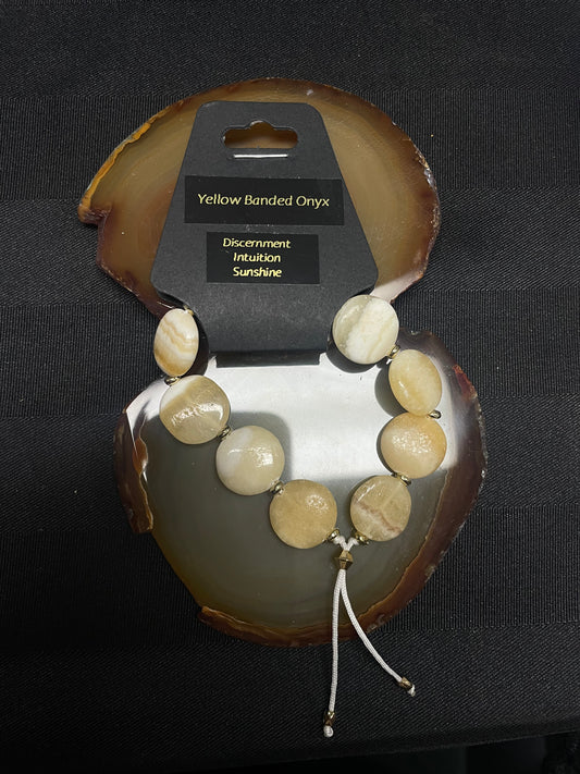 Influential Vibrations - Yellow banded Onyx Bracelet