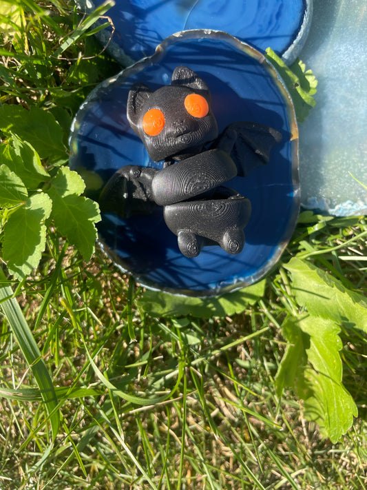 Halloween Bat With Orange Eyes Figurine