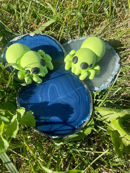 Two Medium Sized Halloween Figurine - Green Spiders