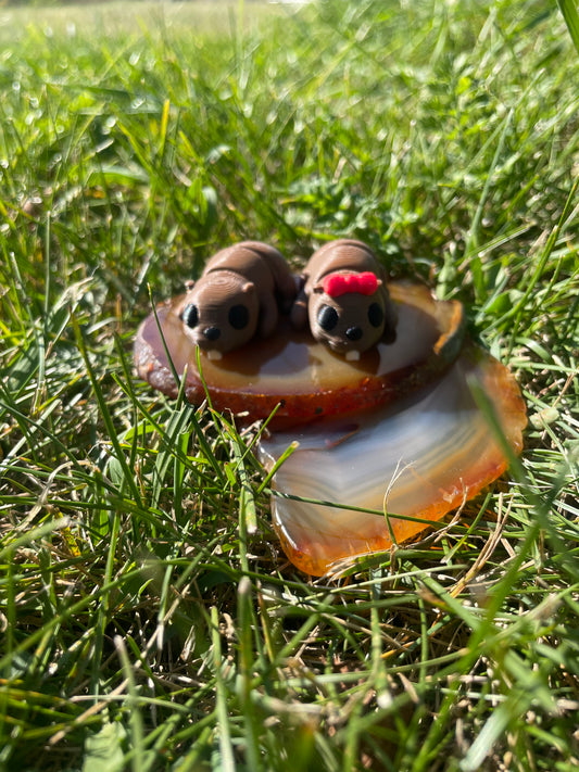 Two Super Cute Beaver Figurines - Girl & Boy