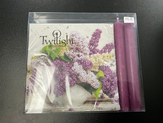 Twilight Collection Lilac Napkin &  Candle set
