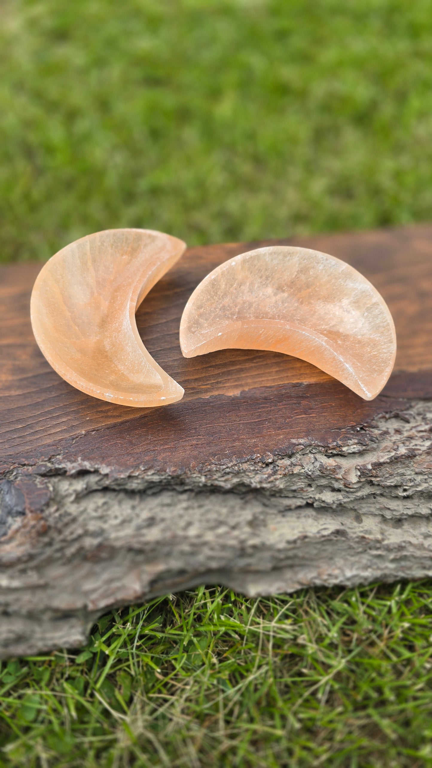 Peach Selenite Moon Bowls