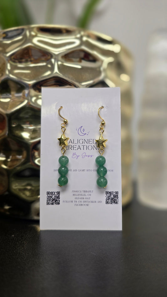 Aventurine and Gold Hematite Earrings