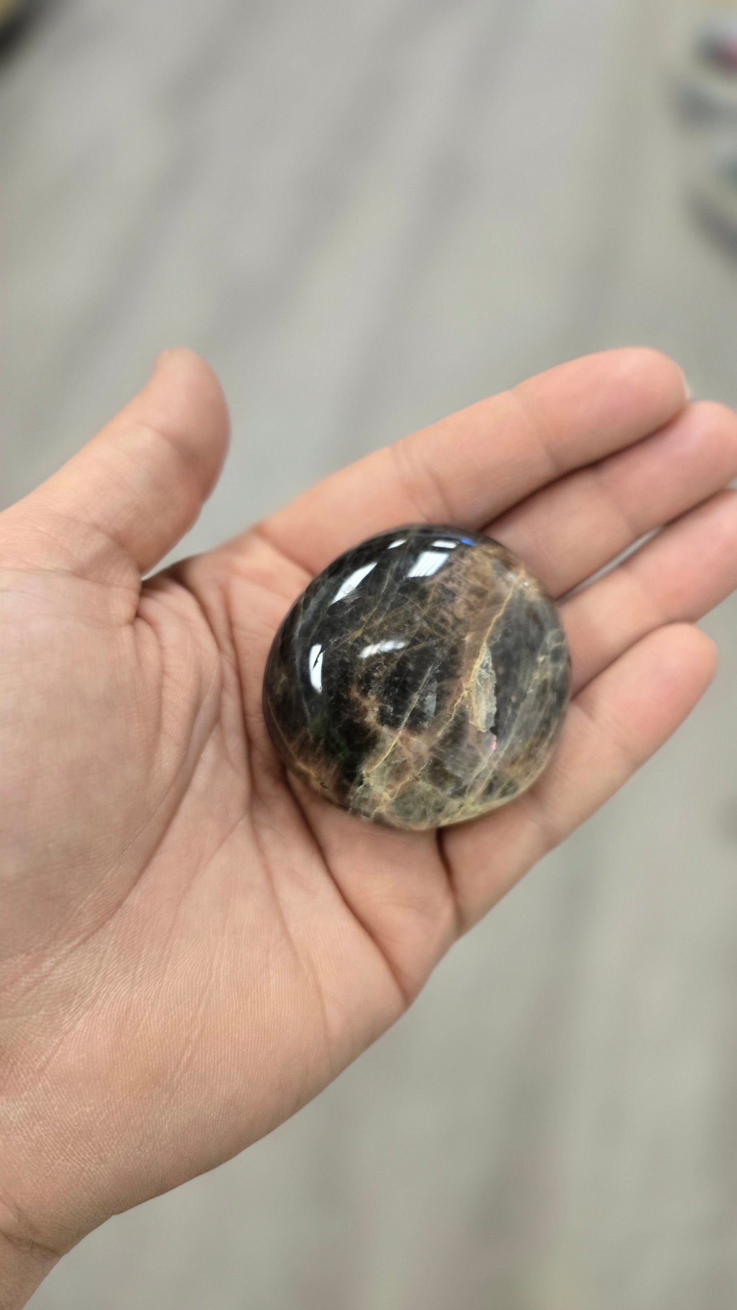 Black Moonstone Palm Stone