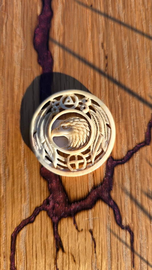 Eagle and Feather Antler Carving