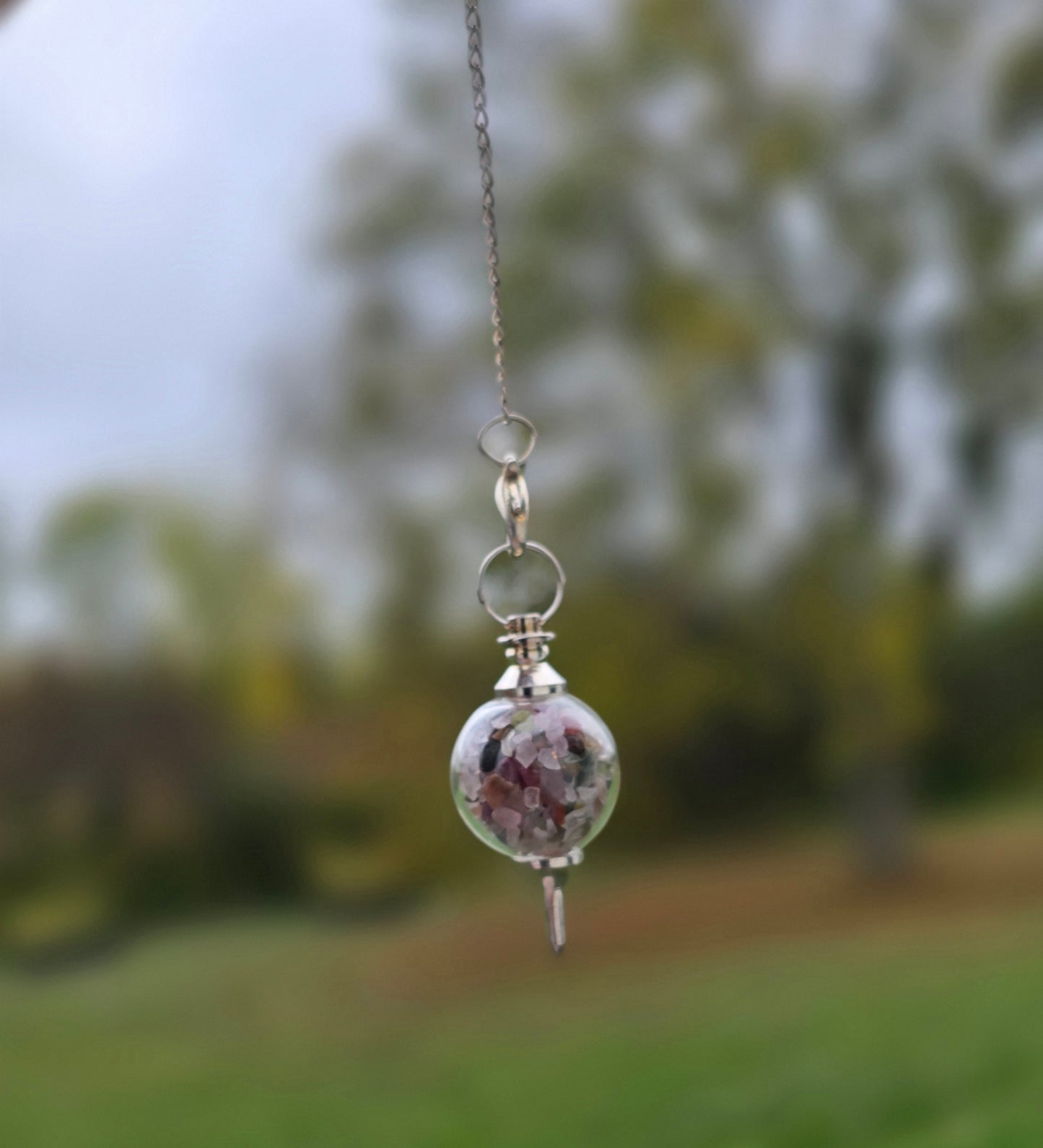 Pendulum with Rose Quartz and Tourmaline Chips