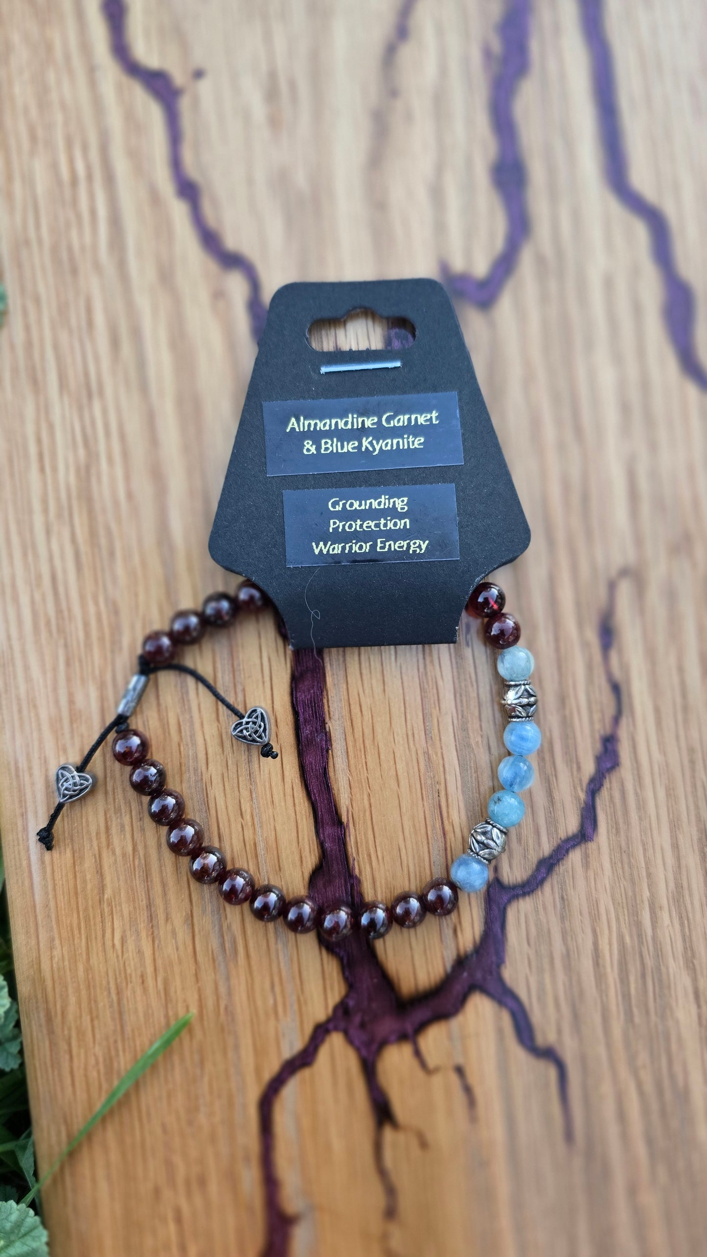 Almandine Garnet & Blue Kyanite Adjustable Bracelet