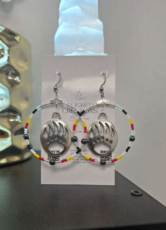 Medicine Wheel with Hematite Beaded Hoops
