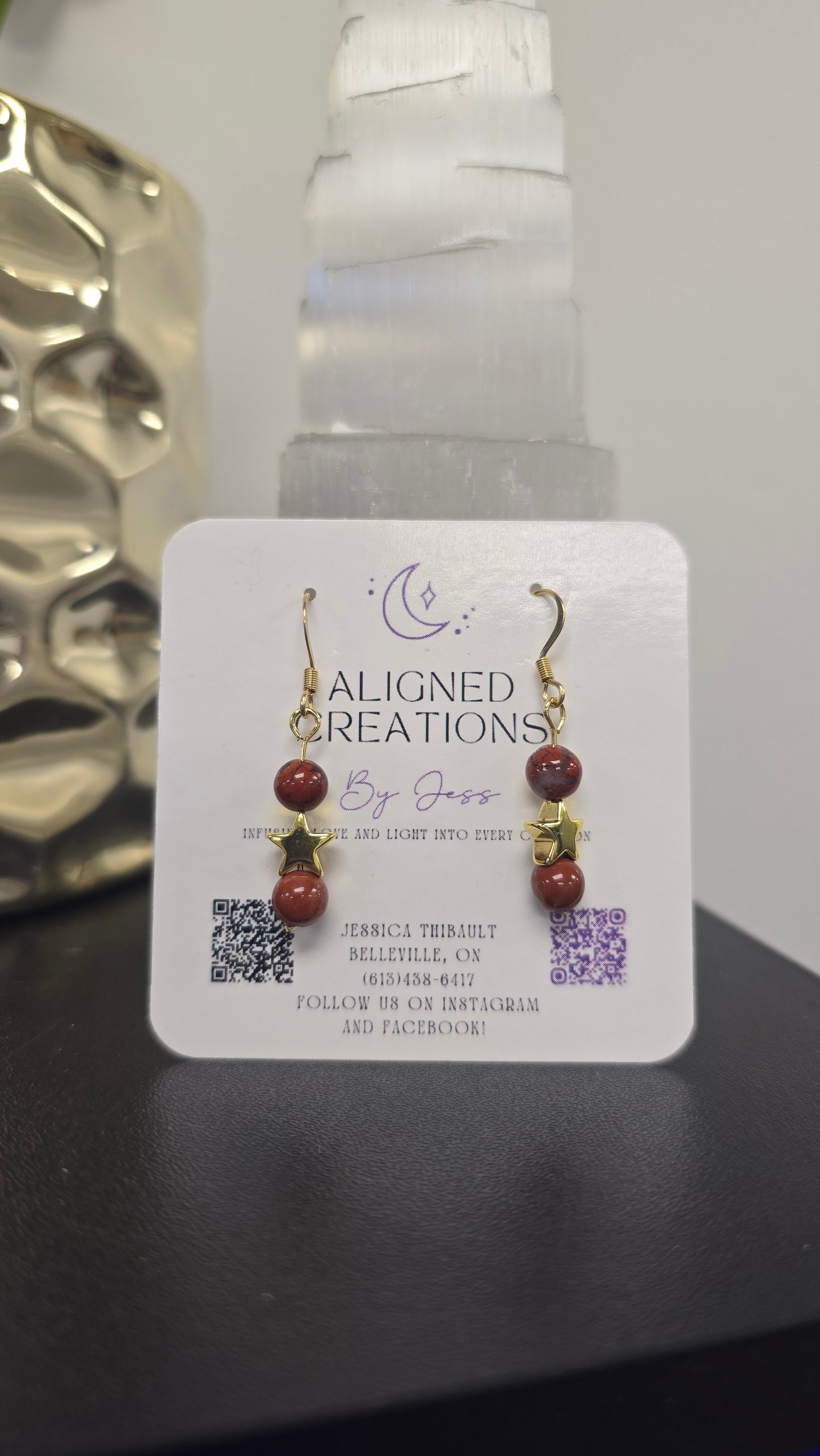 Lunar New Year Earrings with Gold Hematite and Red Jasper