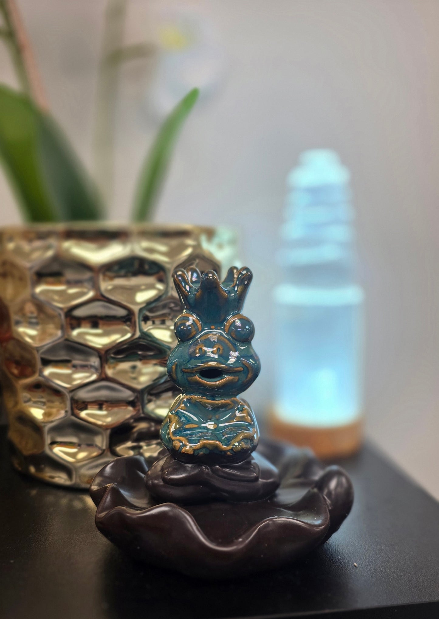 Meditating Frog Back Flow Incense Burner