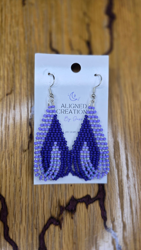 Aligned Creations By Jess -Purple Tear Drop Earrings