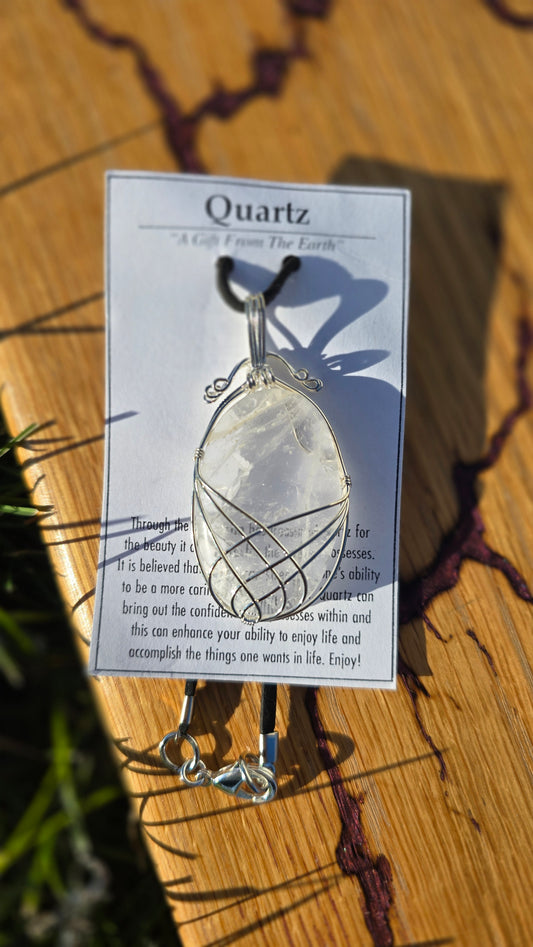 Quartz Silve Wrapped Necklace