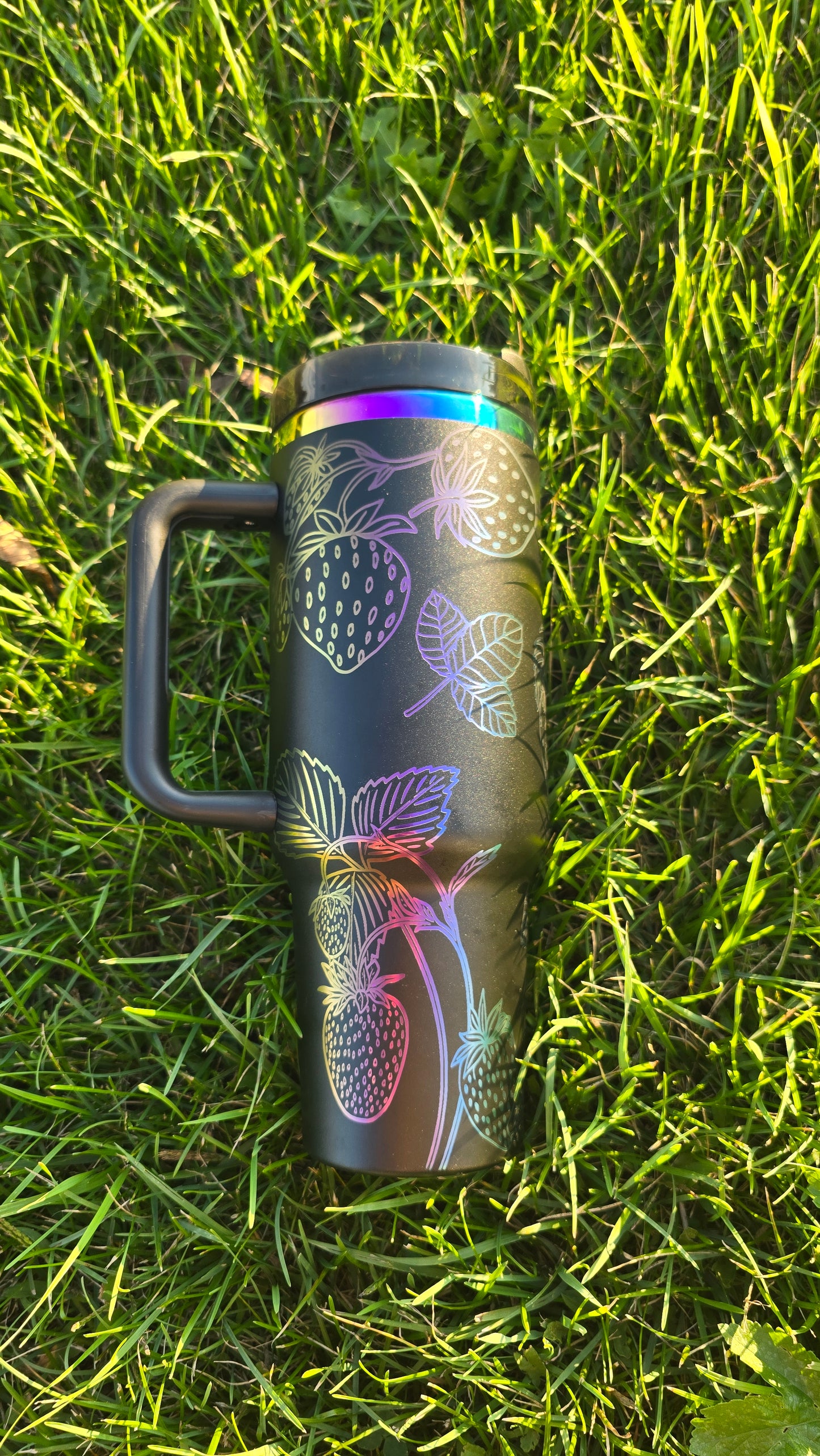 40 oz Rainbow Strawberry Tumbler- My Little Workbench