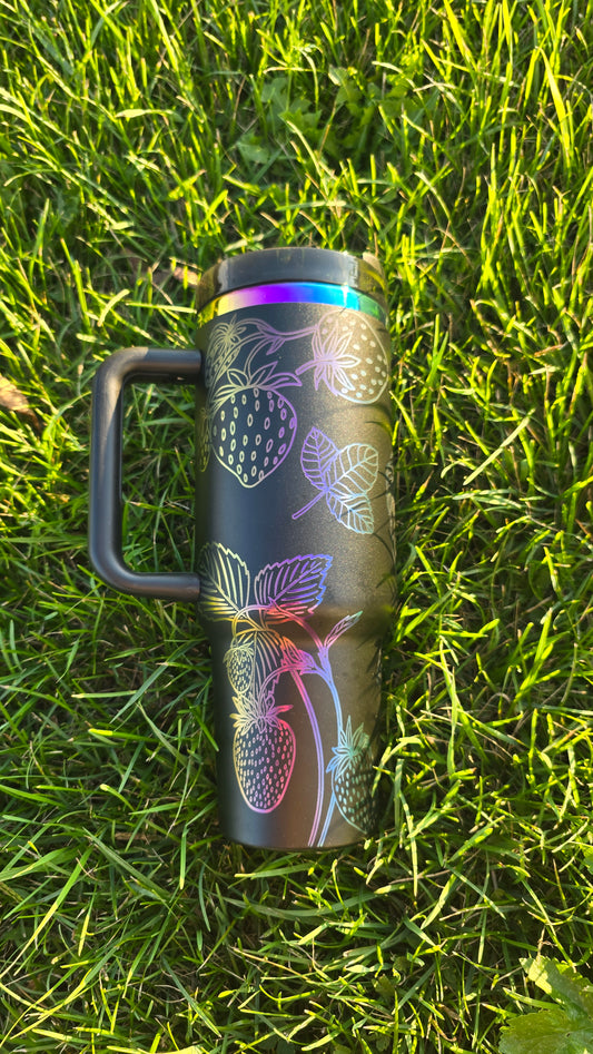 40 oz Rainbow Strawberry Tumbler- My Little Workbench