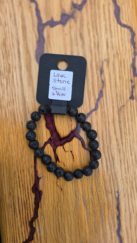 6 3/4" Black Lava Stone Bracelet