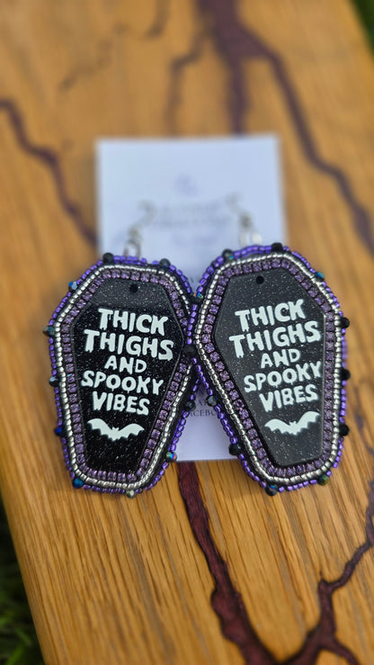 Thick Thighs Spooky Vibes Beaded Earrings