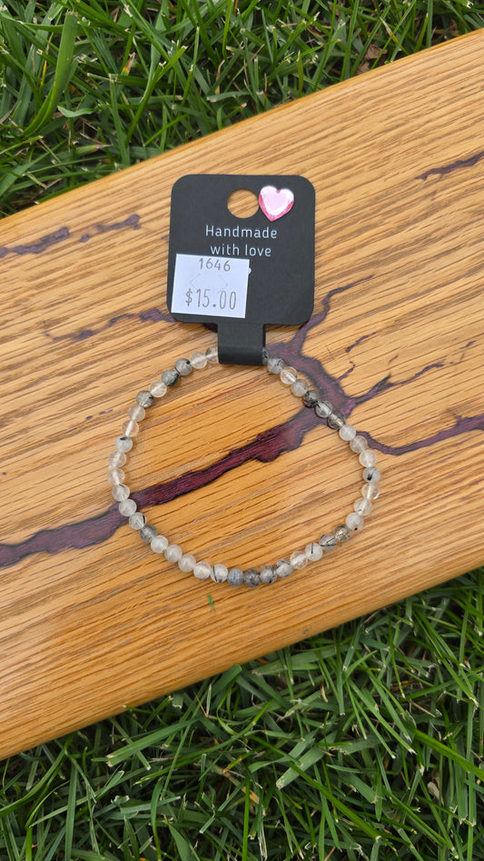 7 3/4" Black Rutilated Quartz Bracelet