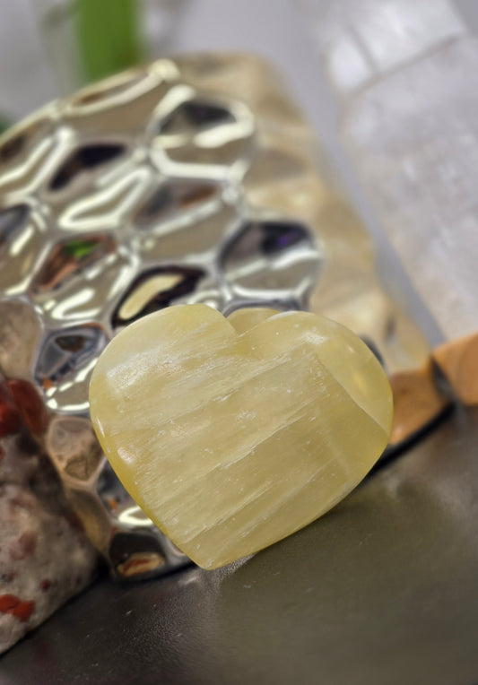 Lemon Calcite Heart