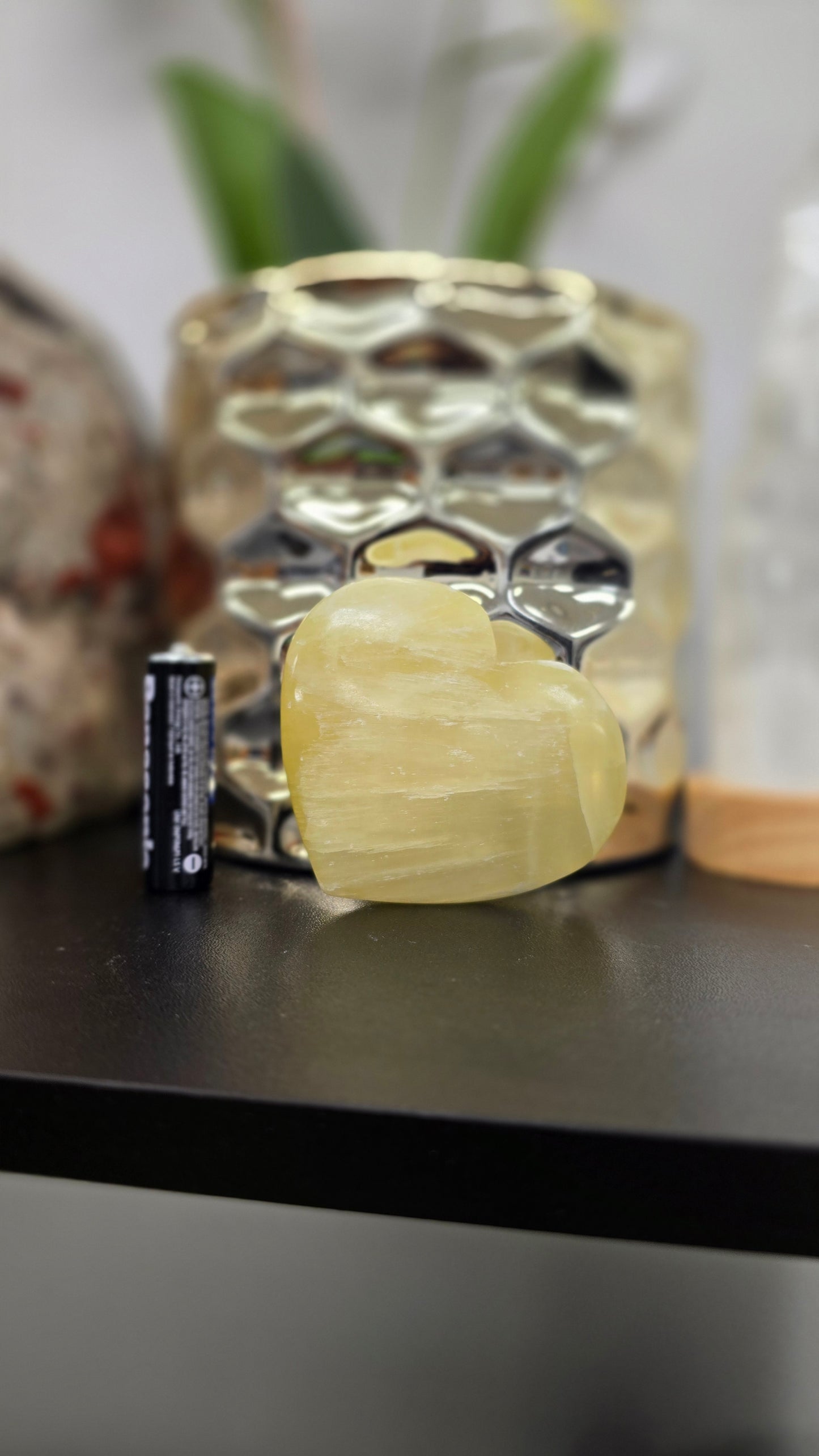 Lemon Calcite Heart