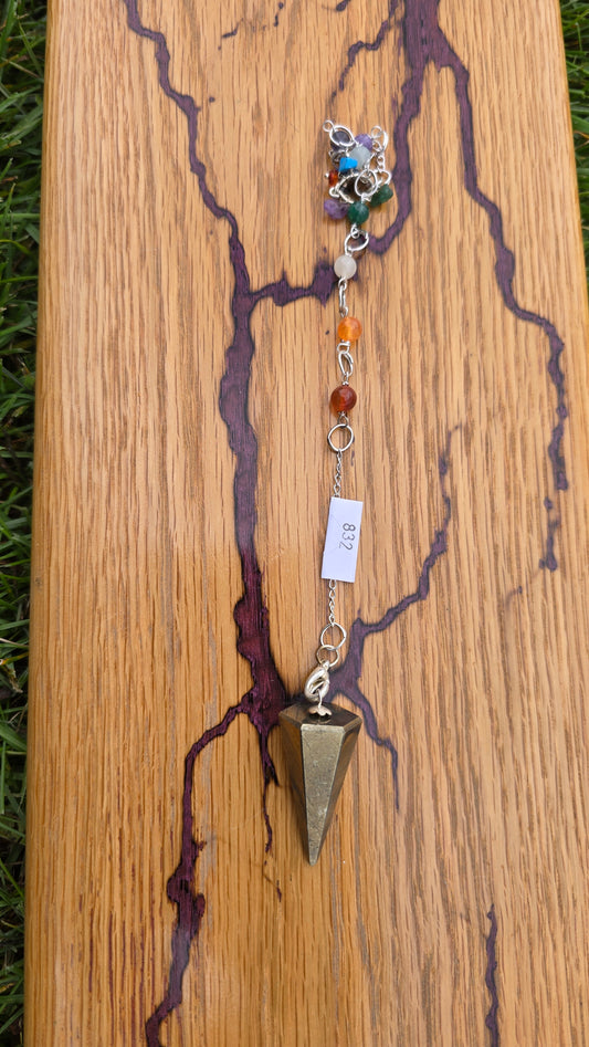 Chakra Pendulum -Black and Gold Pyrite
