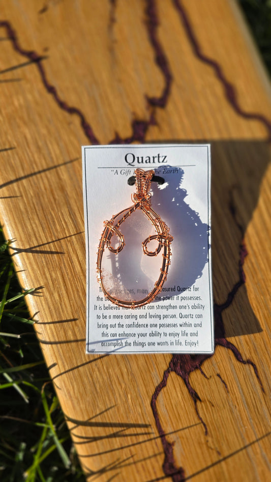 Quartz Copper Wrapped Necklace