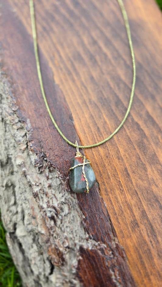 Bloodstone Wrapped Necklace
