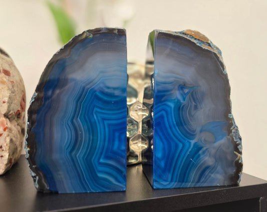 Blue Agate Book Ends - Set
