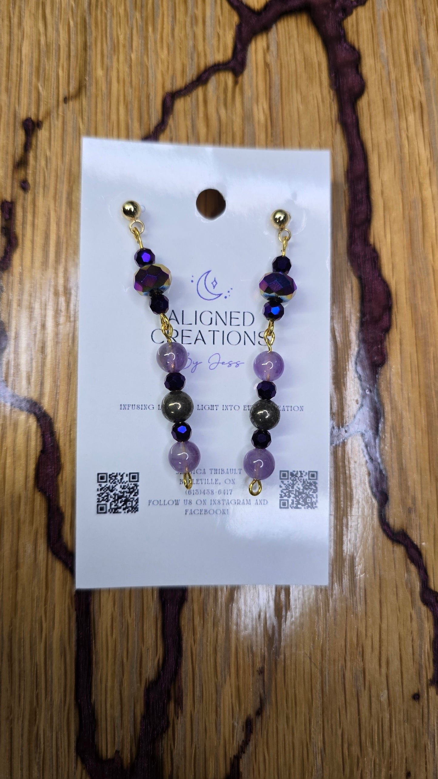 Amethyst/Pyrite Earrings - Aligned Creations by Jess