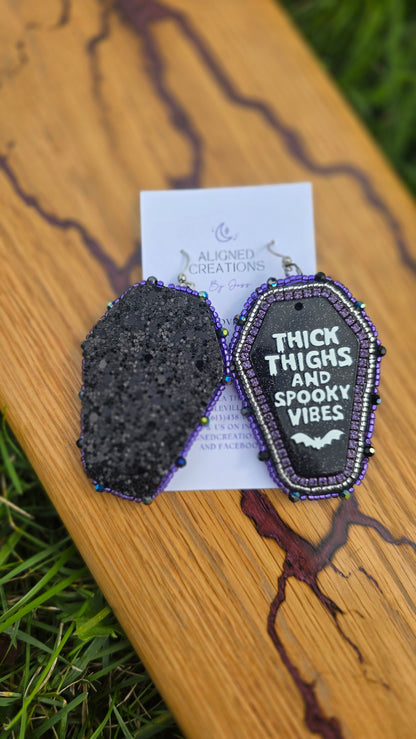 Thick Thighs Spooky Vibes Beaded Earrings