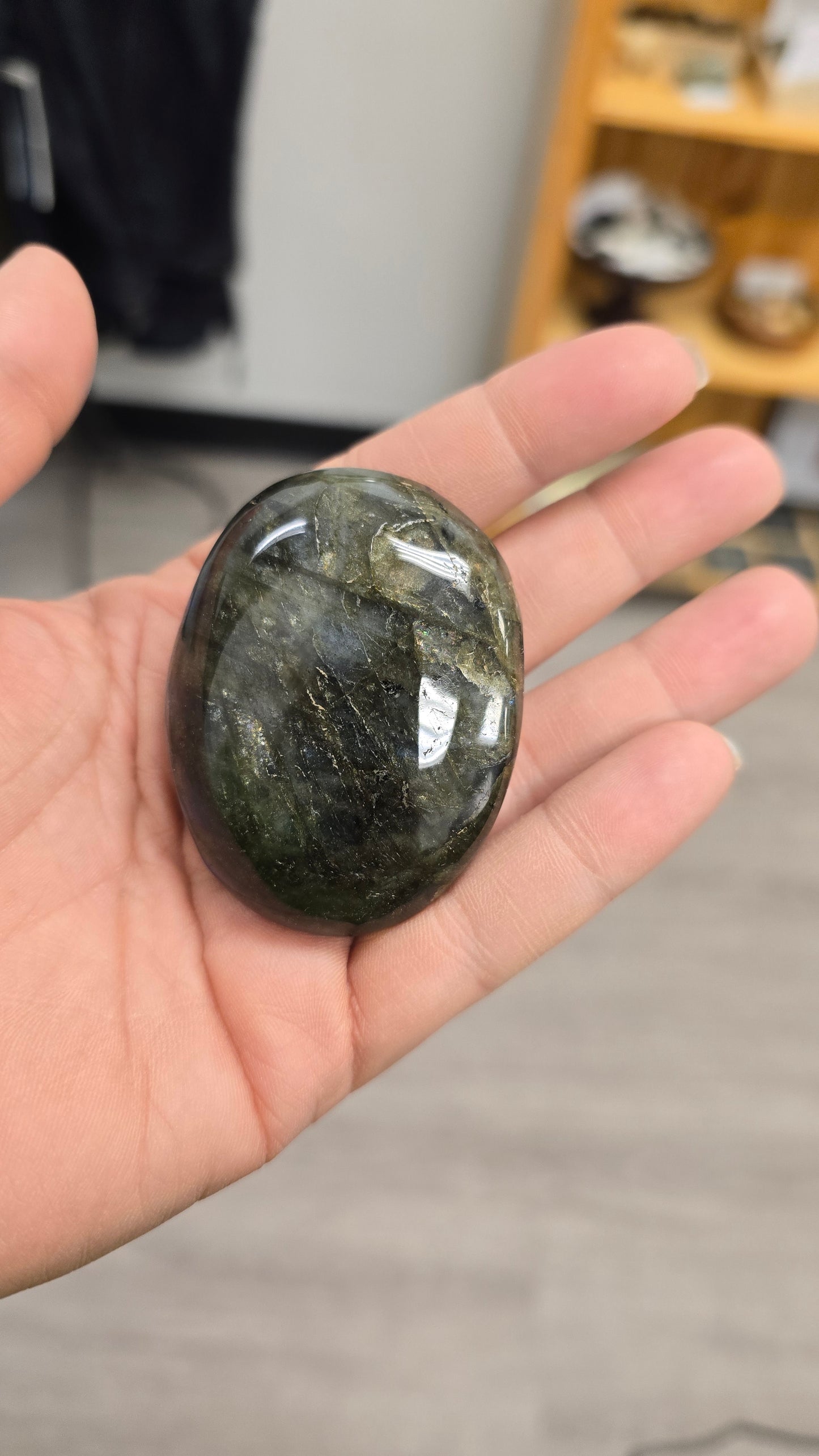 Black Moonstone Palm Stone