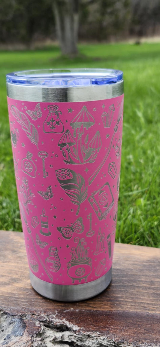 Pink 20oz Witchy Tumbler- My Little Workbench