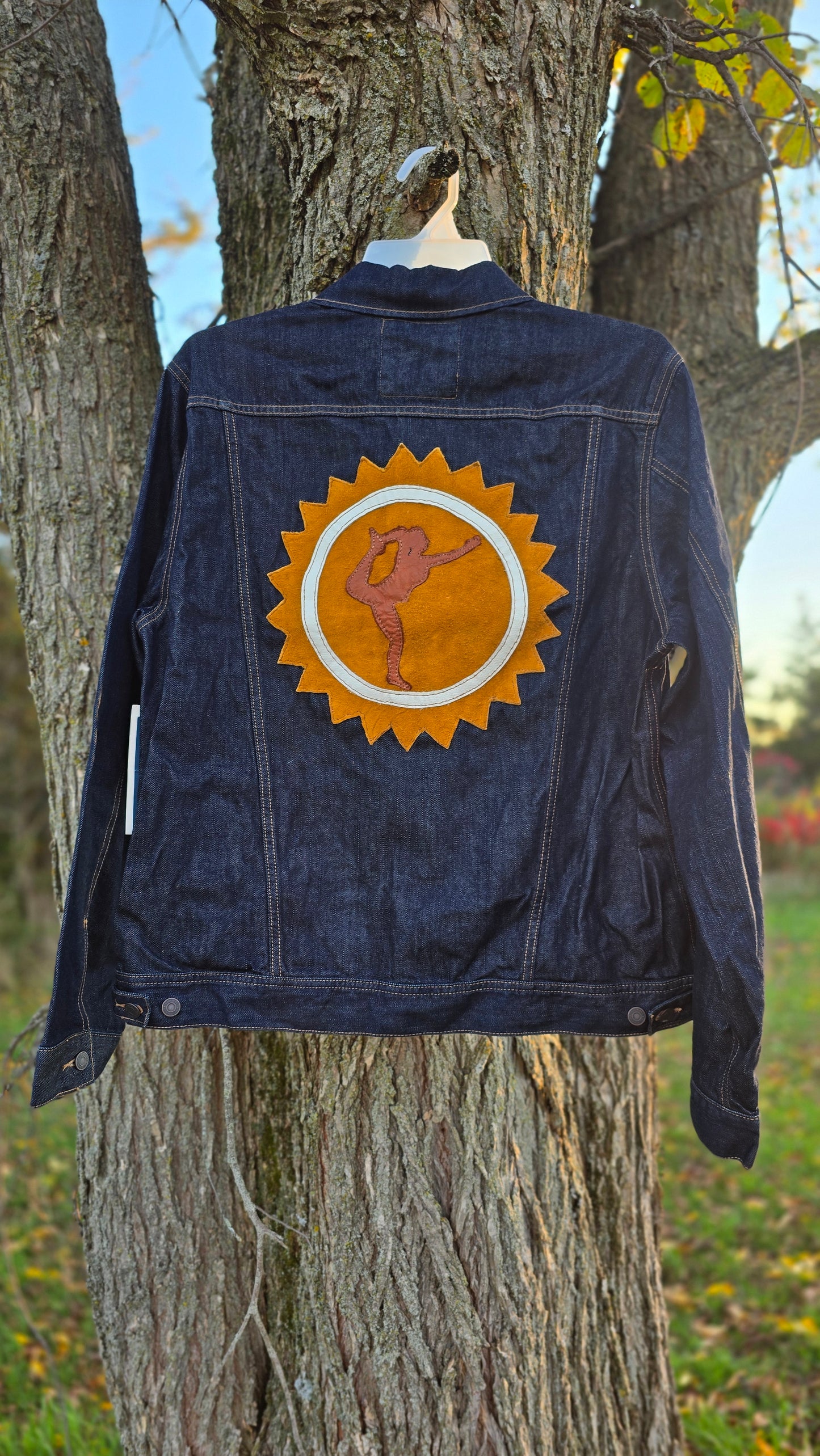 Jean Jacket with Leatherwork by Stephen and the Crow-Yoga Pose