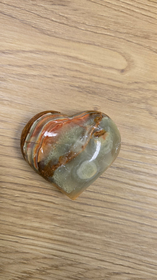 Green Banded Onyx Heart
