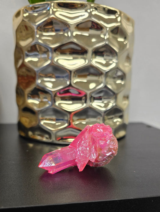 Pink Aura Quartz Cluster